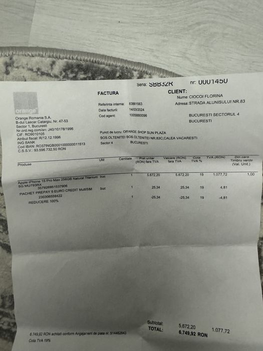 Iphone 15 pro max garantie 14.03.2026