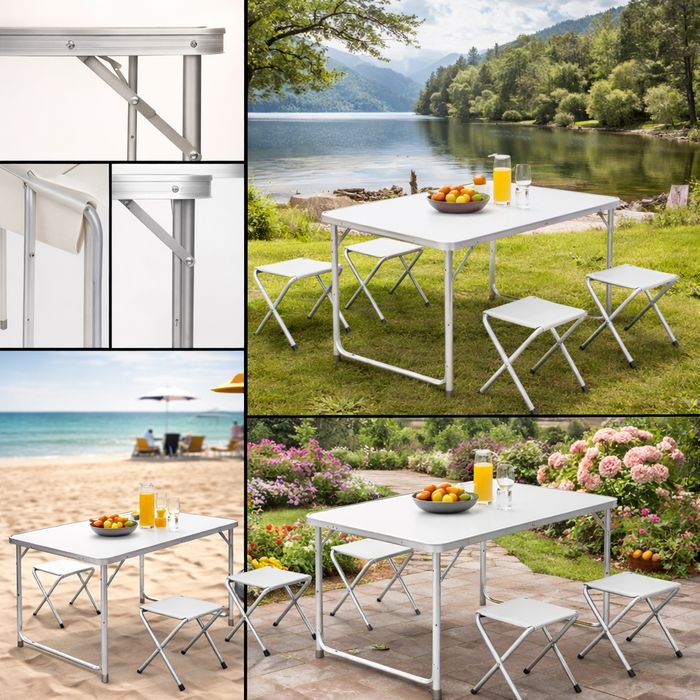 Разпъваш. Сядаш. Наслаждаваш се. Сгъваема маса с 4 стола