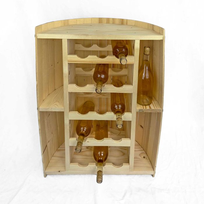 Дървена стойка / поставка за бутилки вино с формата на бъчва