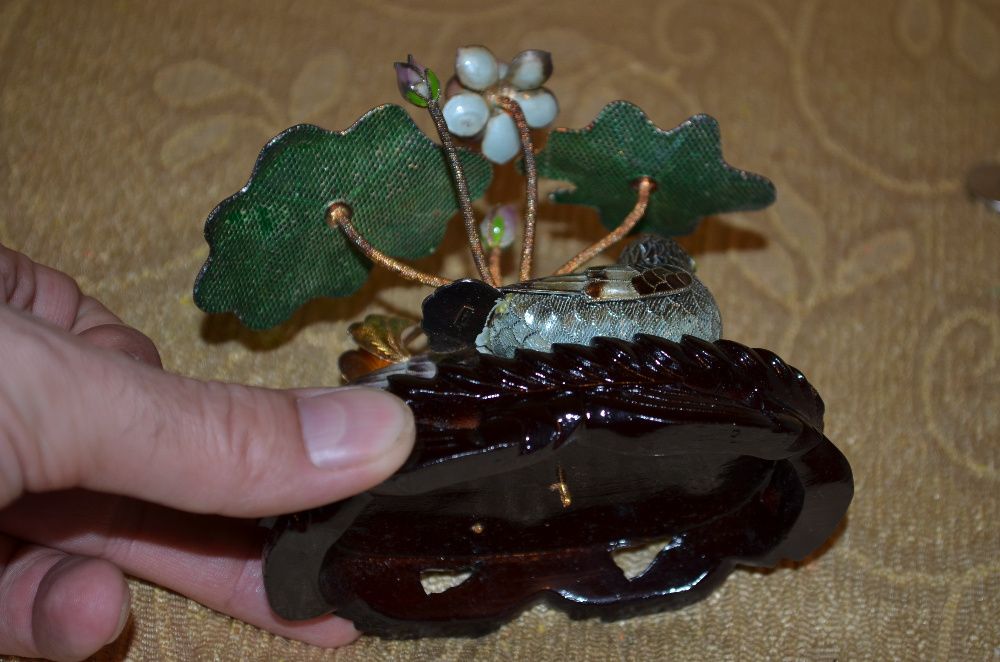 MINIATURA ARGINT 925 cu EMAIL - Pereche Rate Mandarin - China - 140g.!