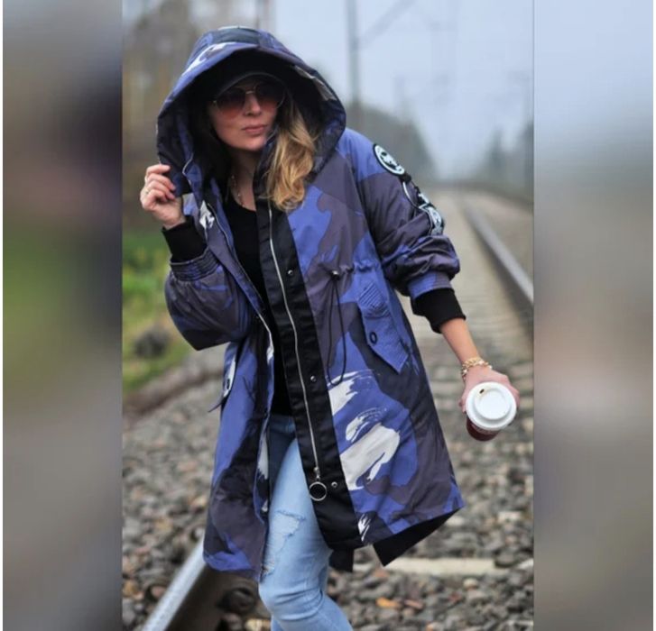 Ефектно дълго яке с цип и тик-так копчета, с асиметрична кройка