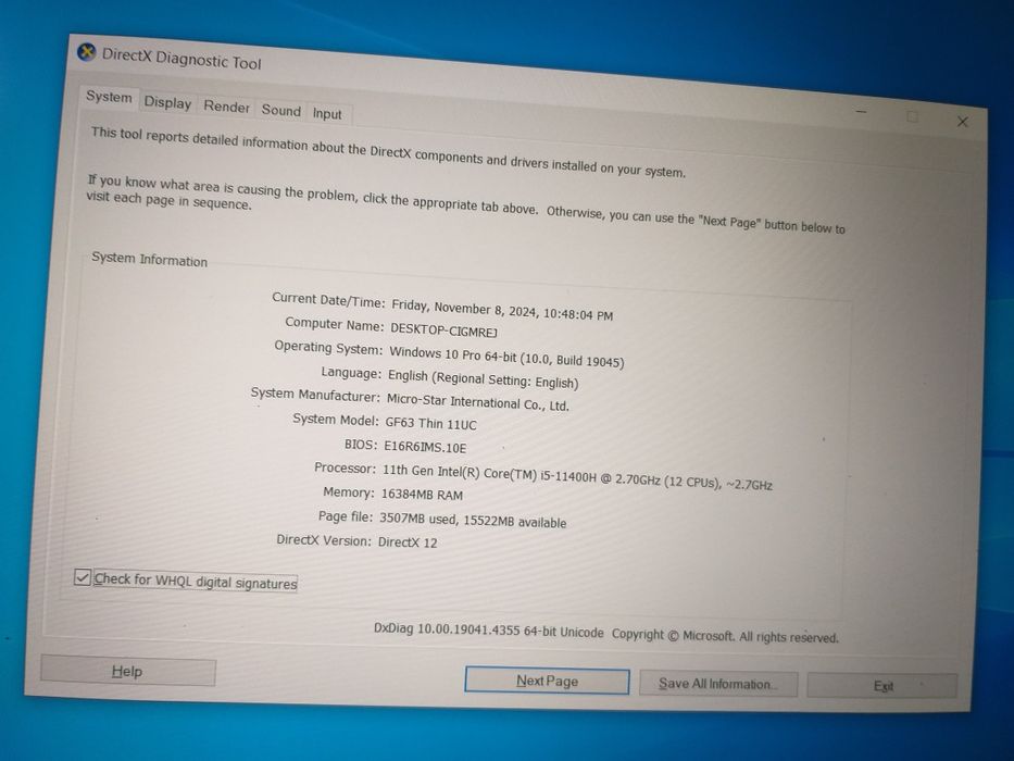 Laptop gaming MSI i5 (lt)