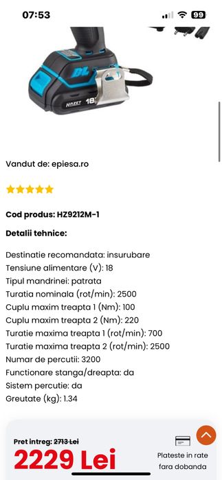 Filetanta cu impact Hazet 9212 SPC-1 cu ac si inc. incluse