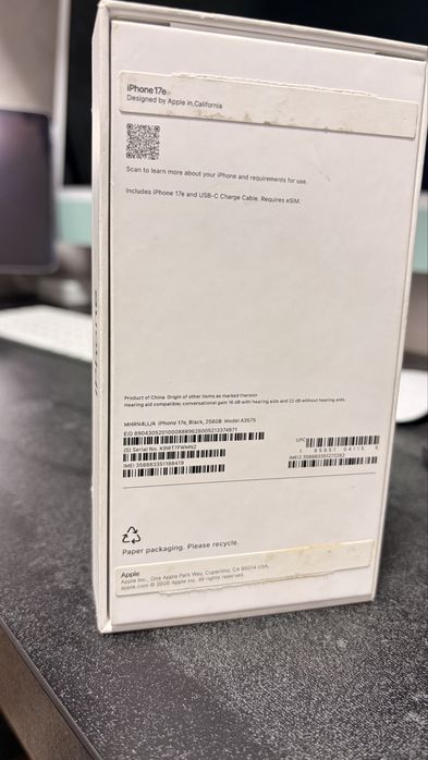iPhone 17e Black 256GB USA New imei o’tmagan