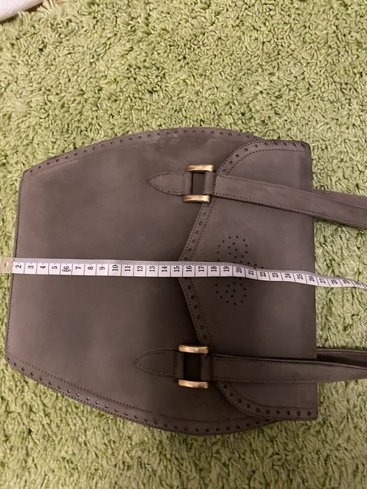 Poseta din piele suede Bally, originala, culoare gri, stare excelenta