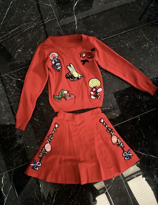 Djofra плетен комплект пола и пуловер