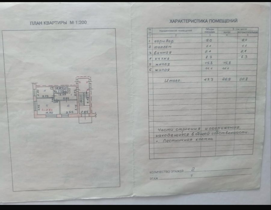 Продается 2 х комнатная квартира