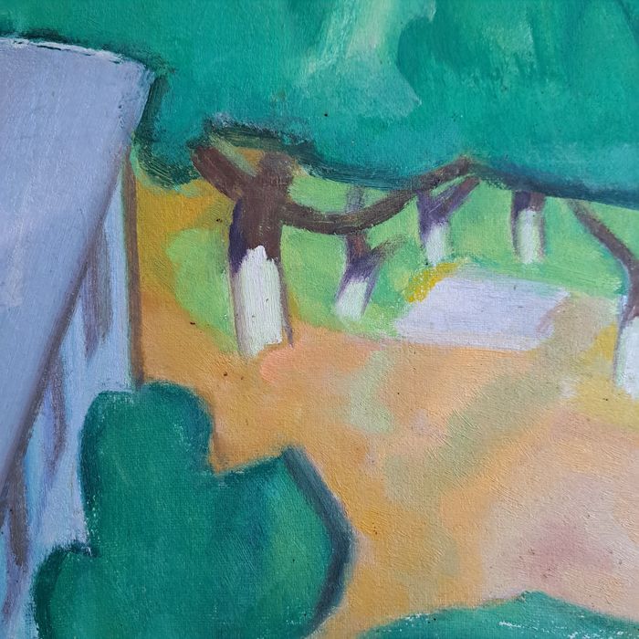 Pictură"Livadă la Huși", Virgil Miu (n. 1928)