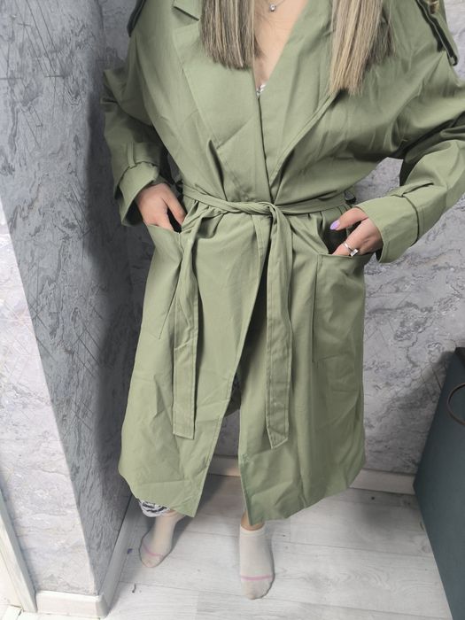 Тренч плащ зелёный