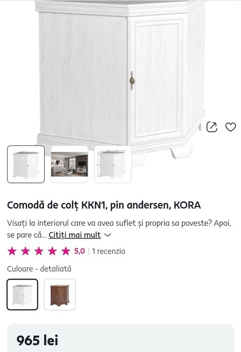 Vând mobila de supragerie, poziție pe colt formata din 3 componete