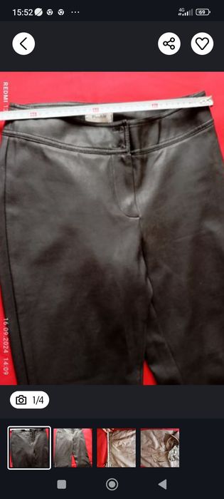 Pantaloni imitație de piele negri 76 cm talie