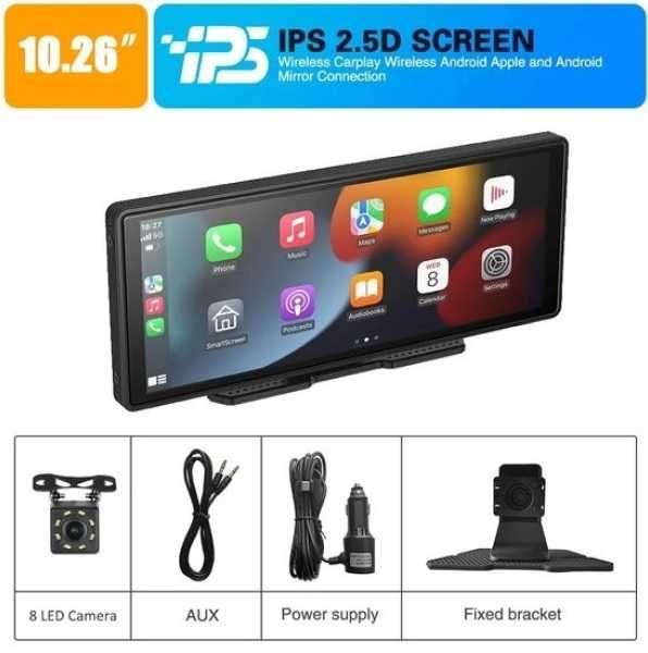 Мултимедия Android CarPlay, iOS Auto, MP5 Плеър H105V 10.26 инча, Безжичен смарт екран, Bluetooth