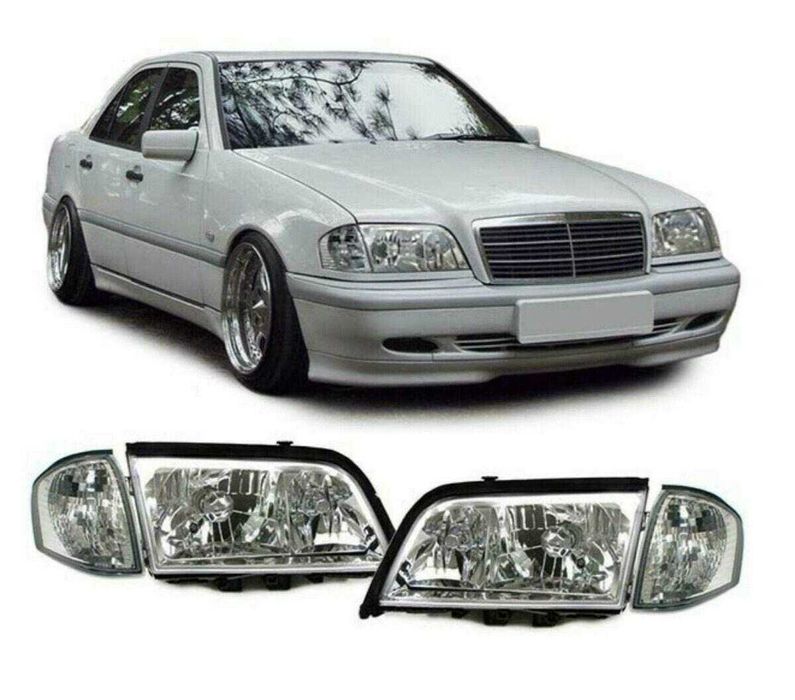 Фарове Мерцедес W202 Кристални Нови Хром  Mercedes 202 Ц класа C class