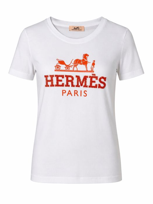 Hermès Paris дамска тениска | Бяла | Кристално лого