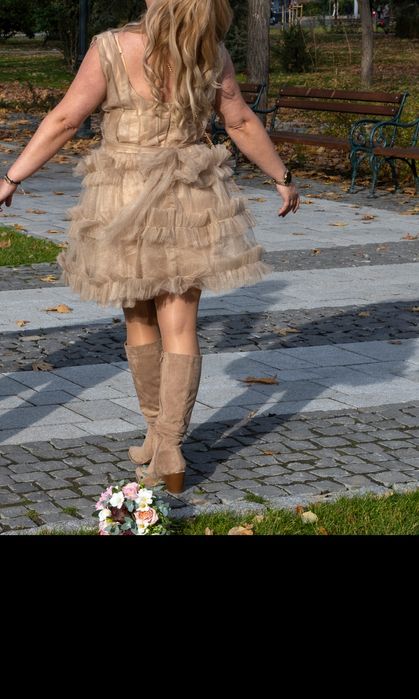 Официална кукленска рокля, екрю