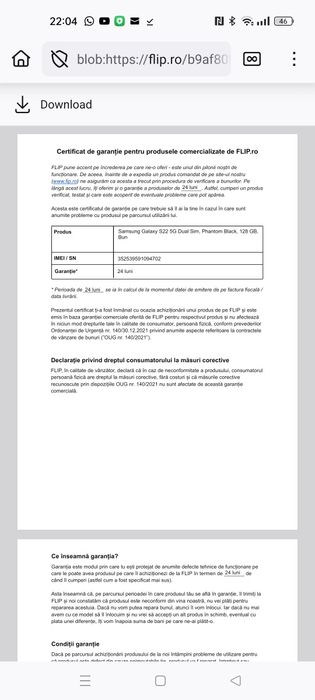 Samsung Galaxy S22 5G Dual Sim, Phantom Black, 128 GB