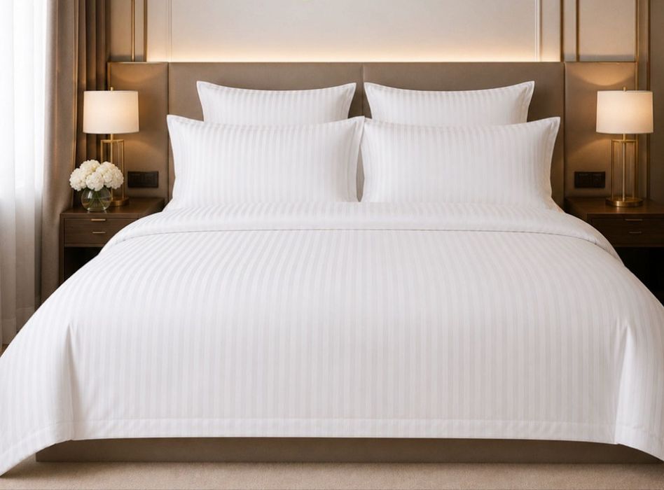 Set lenjerie pat bumbac - calitate hoteliera lux Damasc - Queen size