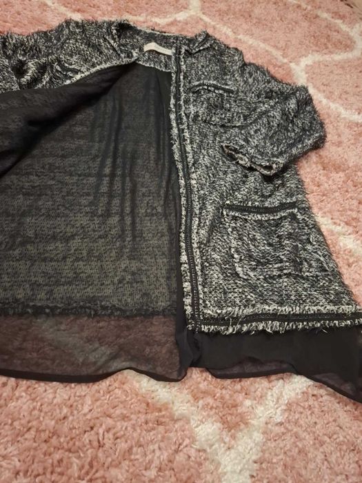 ZARA Жилетка черно/бяла