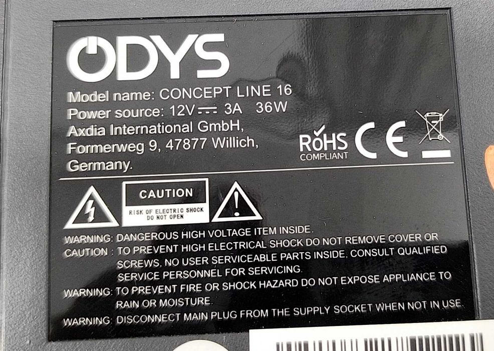 Televizor LED ODYS 12V Rulota Camion Negru 16 Inch 40 cm Import Germania