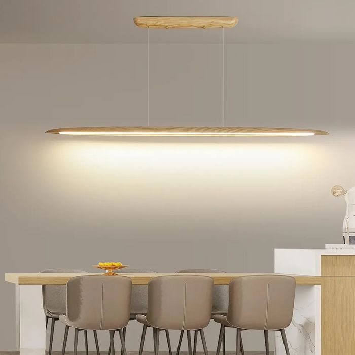 Дървена линейна висяща LED лампа Mikeru 130 см, димируема