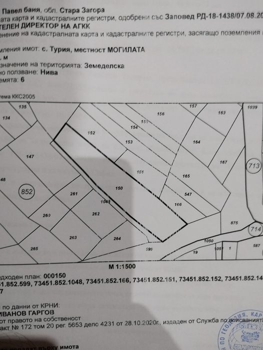 Имот / парцел / земя  в с.Турия до регулация