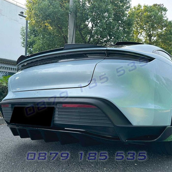 Заден спойлер за багажник Porsche Taycan 2019+ черен гланц BPr05 порше тайкан тунинг добавка
