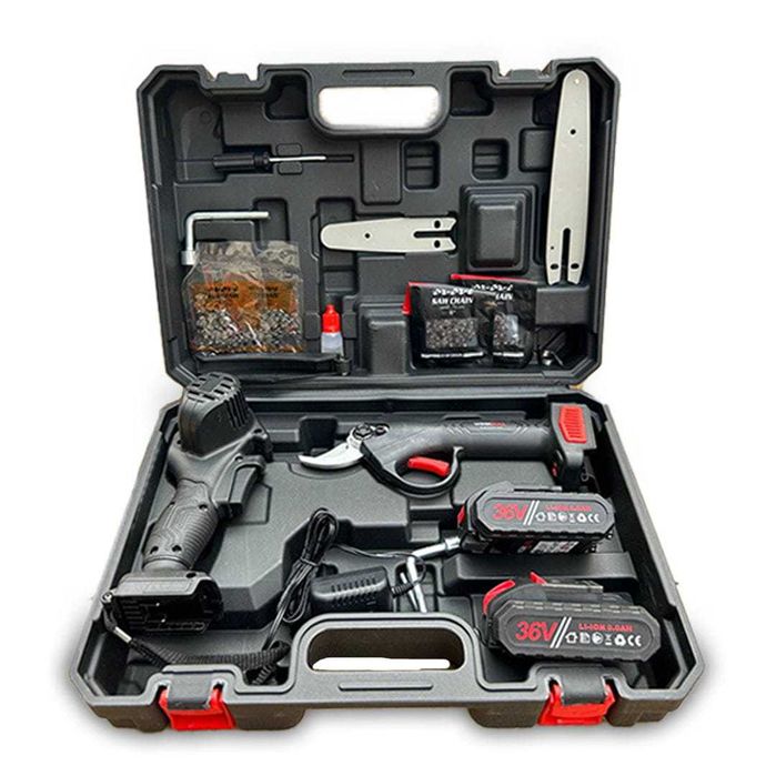 Промо 2в1  WerkBull Акумулаторна Лозарска ножица и Мини резачка Трион