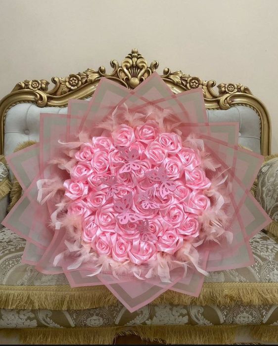 Лентали букетлар букет из ленты подарки