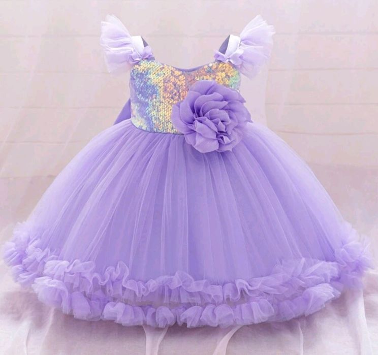 Рокля за момиче - Лила и розова