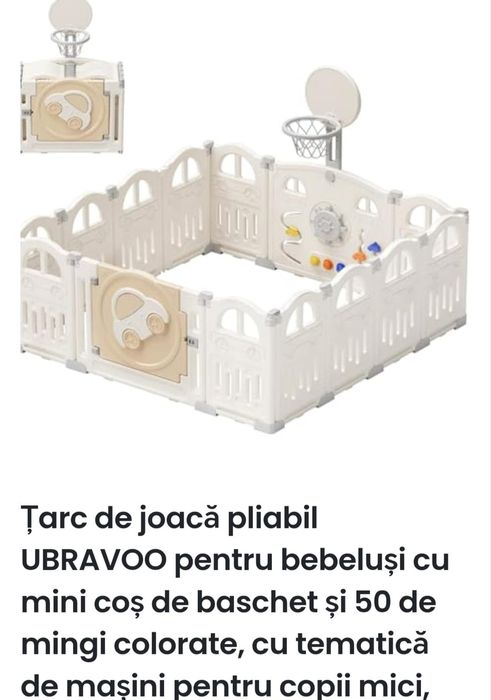 Tarc de joacă pliabil pentru copii cu mingi nou pret 450 de lei