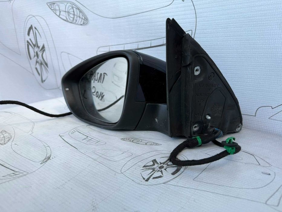 Oglindă Retrovizoare Stânga Electrică cu Rabatare și Semnalizare 7 Pini Volkswagen Passat B7 3AB857507F / 857507F 2014 / [2011-2014] / (5A3)
