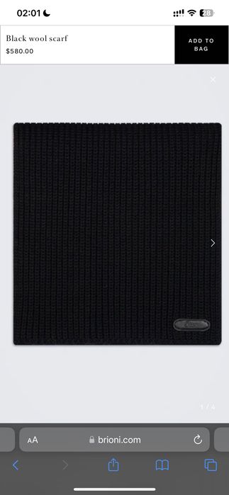 Brioni шарф 100% шерсть