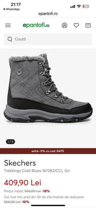 Ghete / Cizme Skechers Trego Cold Blues, Waterproof, marime 38