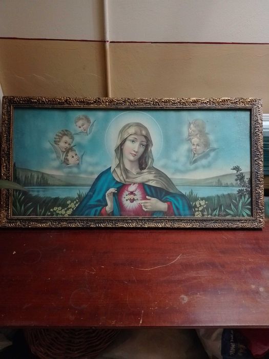 Tablou vechi de 59 de ani cu Maica Domnului foarte mare și frumos