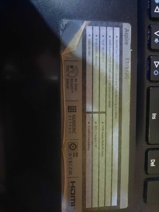 Noutbuk, Acer icore7, 8 GB DDR3, 1000 GB HDD