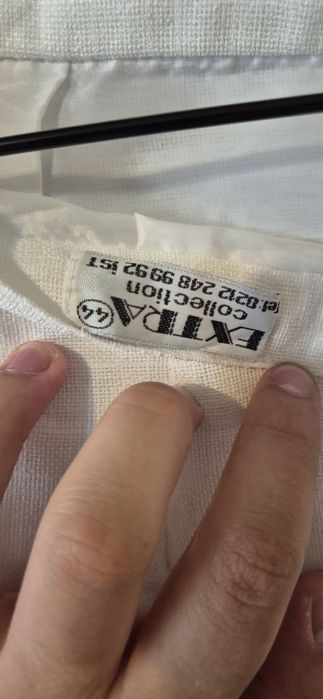 Costum de dama din 2 piese, marimea 44, alb cu model flori