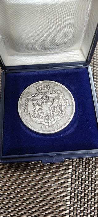 Moneda argint 5 lei 1881 b Carol 1