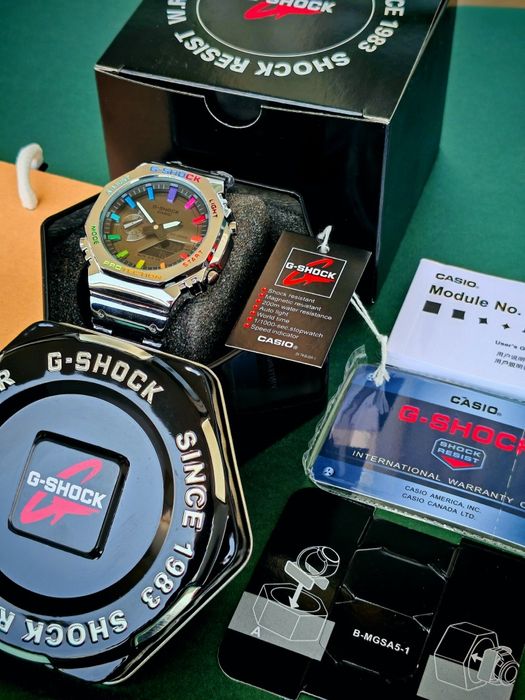 нов часовник Casio G-Shock Rainbow silver , Касио