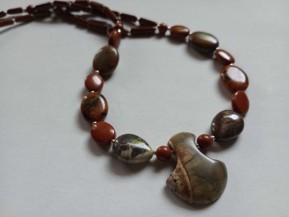 colier mix pietre naturale,jasp rosu,boho chic