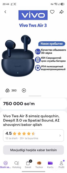 Vivo tws Air3 black