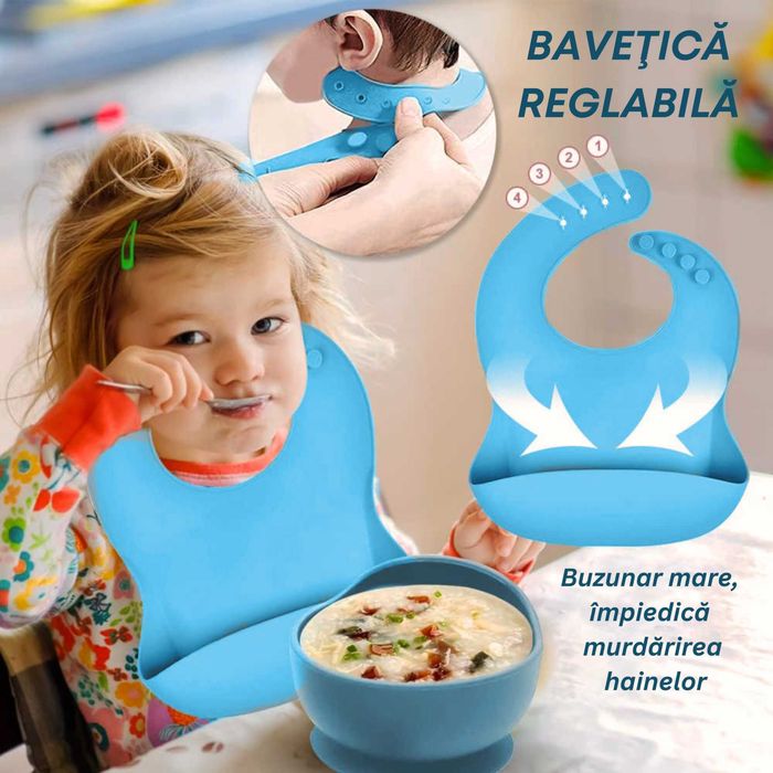 Set hranire pentru sugari, varsta recomandata 6 luni+, albastru