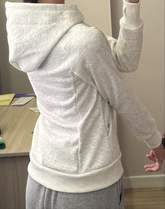 зип-худи, белая с капюшоном, размер S