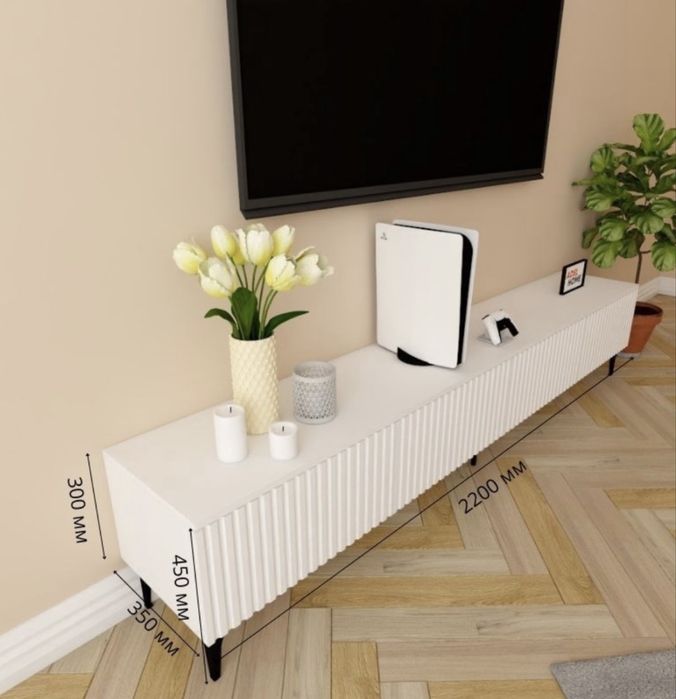 Тв тумба 220x45x35 напольная белый