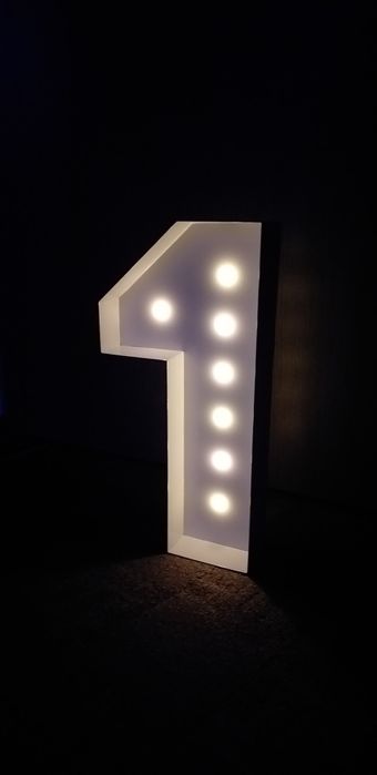 Cifra 1 cu lumină led din metal 35cm petrecere candybar