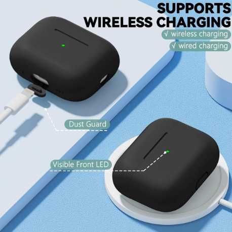 Husă/case AirPods Pro 1 si 2 + kit curățare – silicon moale