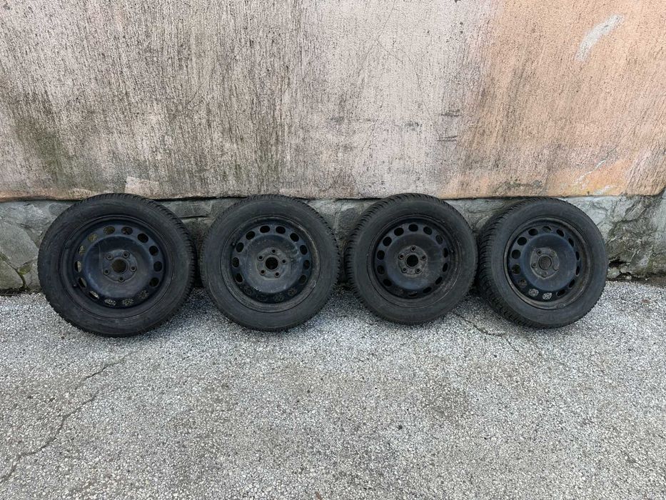 4бр. железни джанти 16" 5х112 с гуми 205/55/16 - VW, Audi, Seat, Skoda
