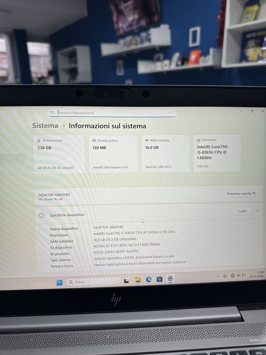 Vand laptop ho zbook 14u g6 i5 8365u 16gb ssd 256gb full hd