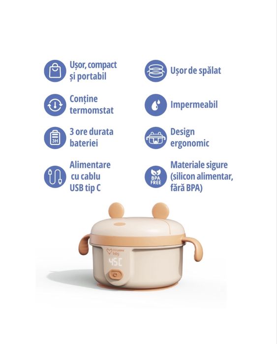 Vas Termo Portabil pentru Diversificare – Mese calde oriunde te-ai afla!