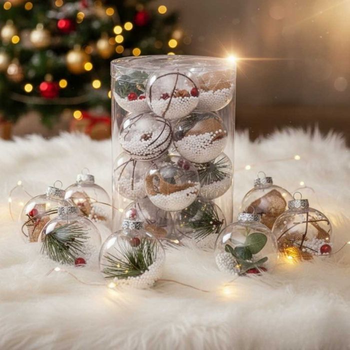 Комплект прозрачни коледни топки за украса, 16 броя в комплект