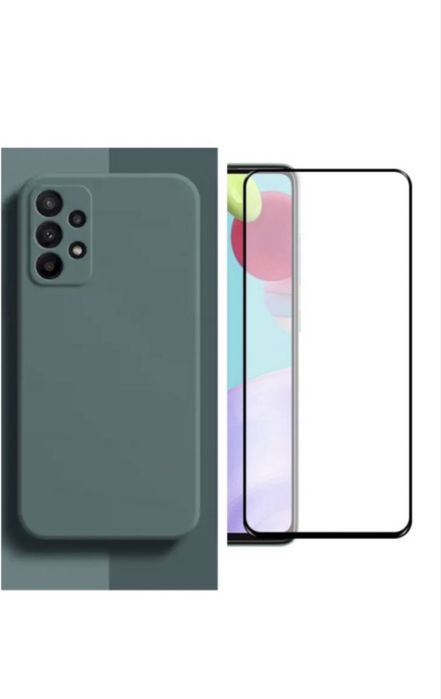 Samsung A13/A23/A15/A25/A16/A17/A26 Husa Alcantara +Sticla Full Cov 9D